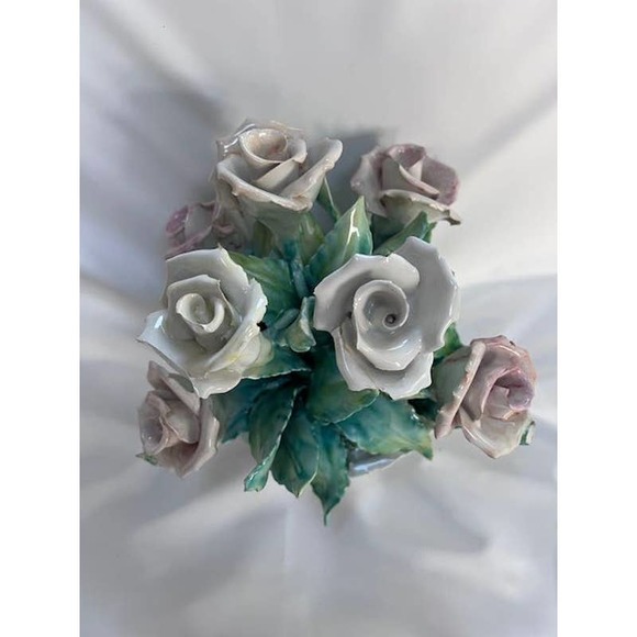 Hand painted, glazed Ceramic Flower Arrangement - Picture 5 of 10